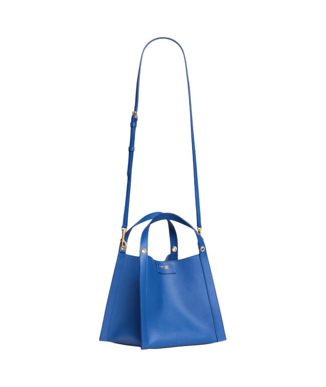 CELINE Синяя кожаная сумка с короткими ручками, фото 3