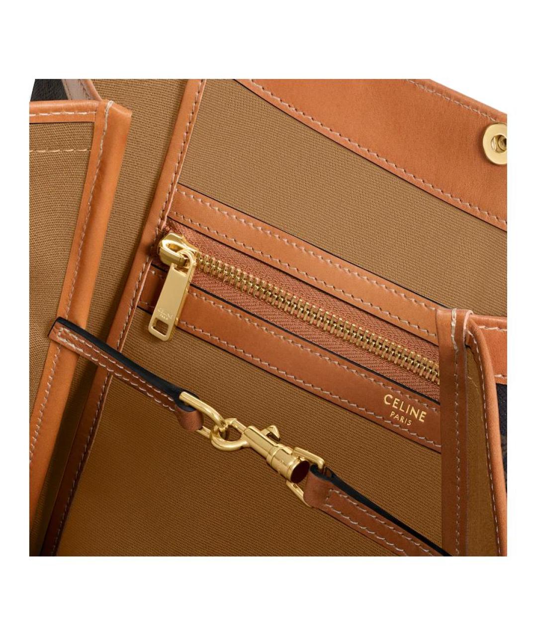 CELINE Коричневая кожаная сумка тоут, фото 4
