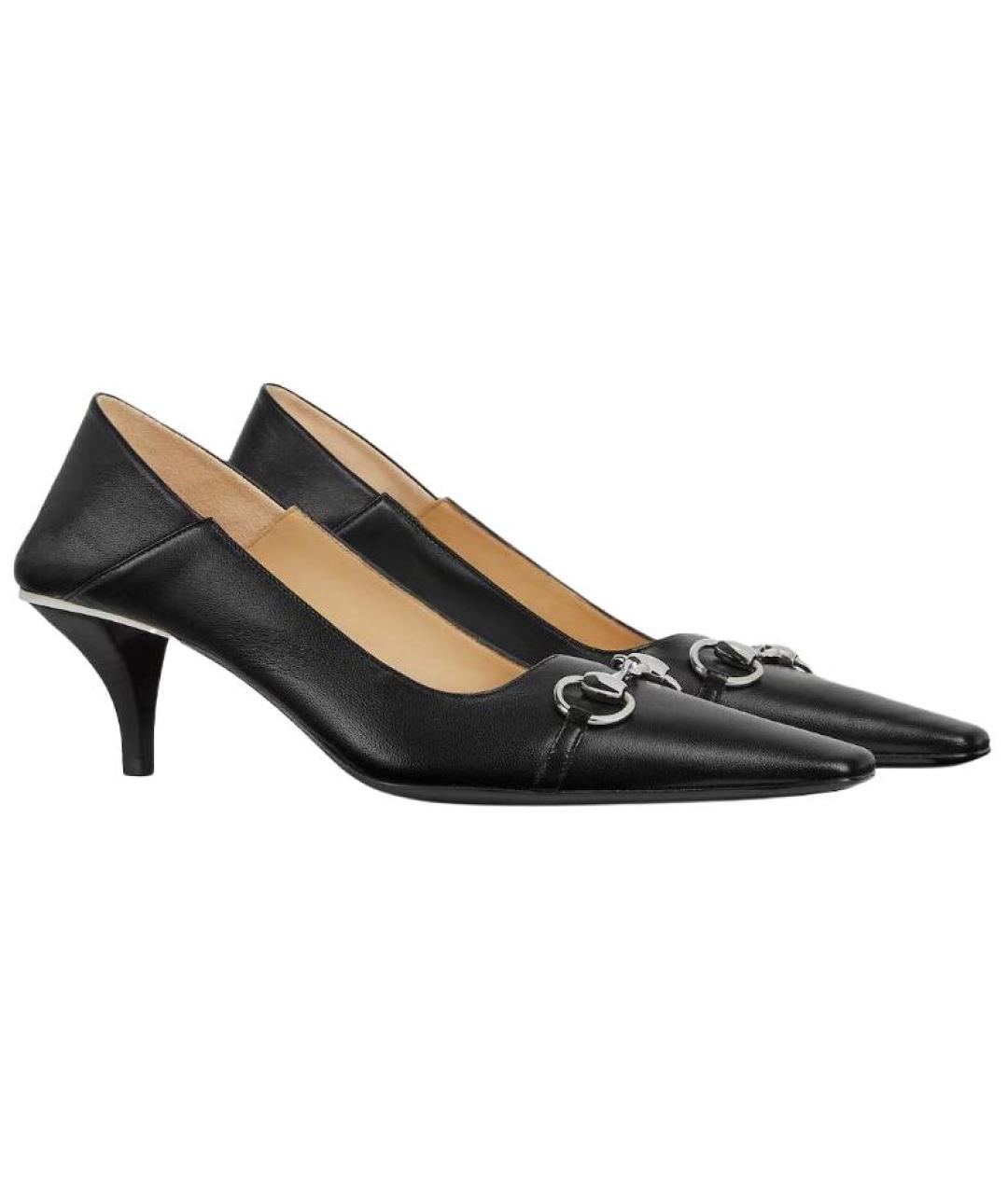 GUCCI Черные кожаные туфли, фото 4