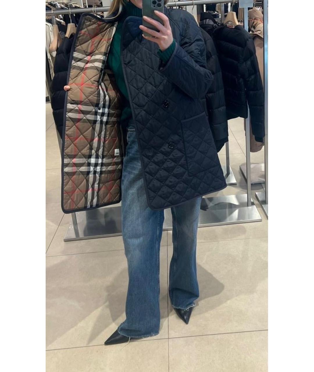 BURBERRY Темно-синяя полиэстеровая куртка, фото 7