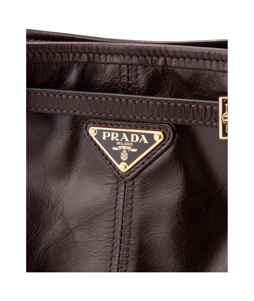 PRADA Коричневая кожаная сумка через плечо, фото 4