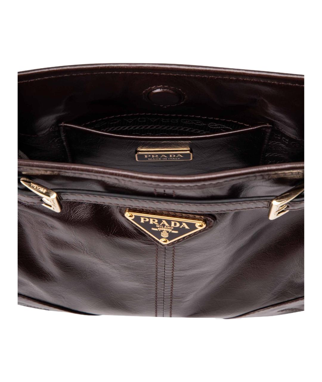PRADA Коричневая кожаная сумка через плечо, фото 5