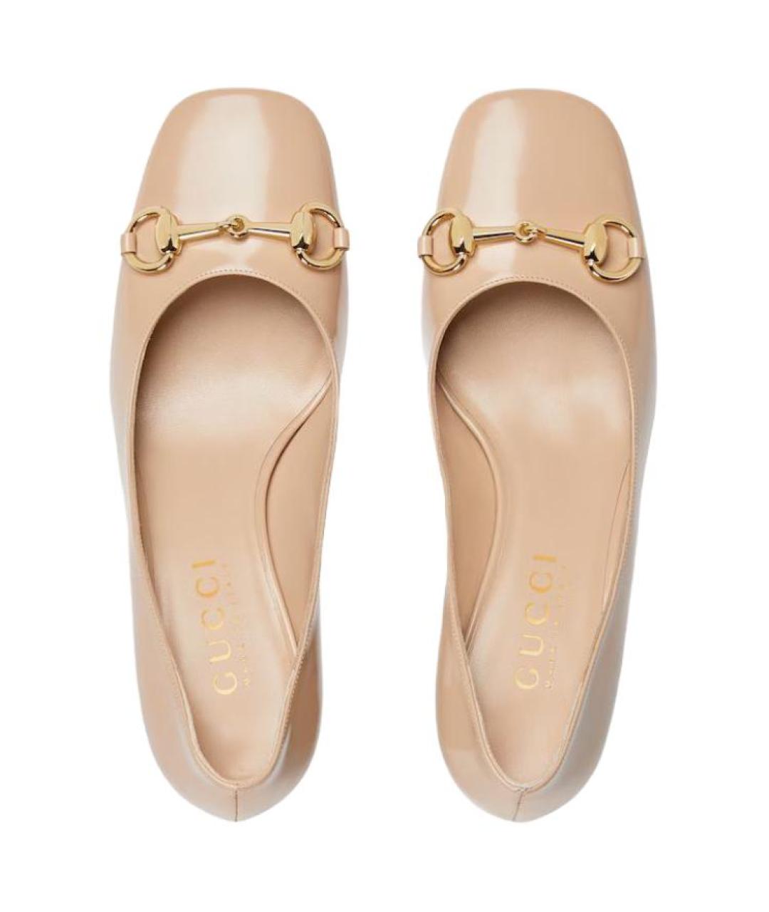 GUCCI Бежевые кожаные туфли, фото 4