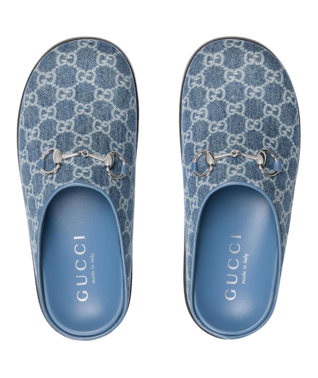 GUCCI Синие мюли, фото 4