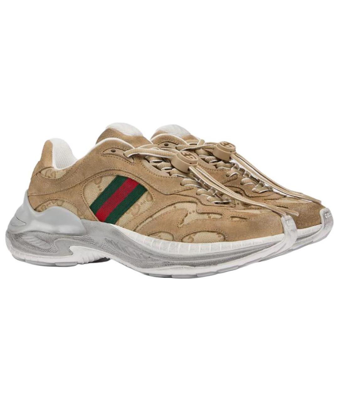 GUCCI Коричневые кожаные кроссовки, фото 3