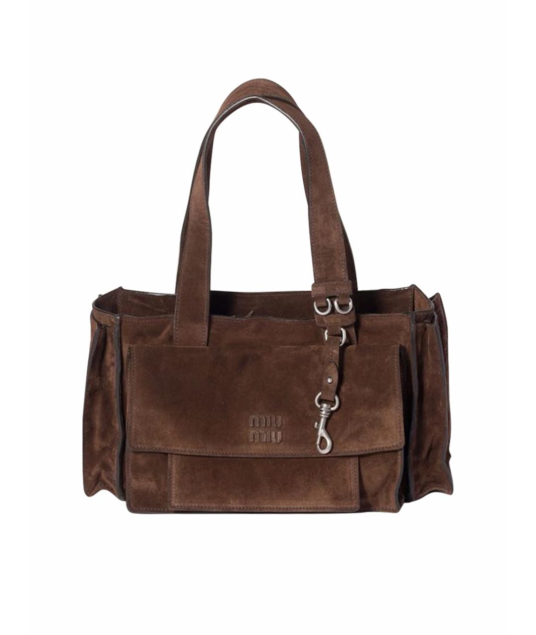 MIU MIU Коричневая кожаная сумка с короткими ручками, фото 1