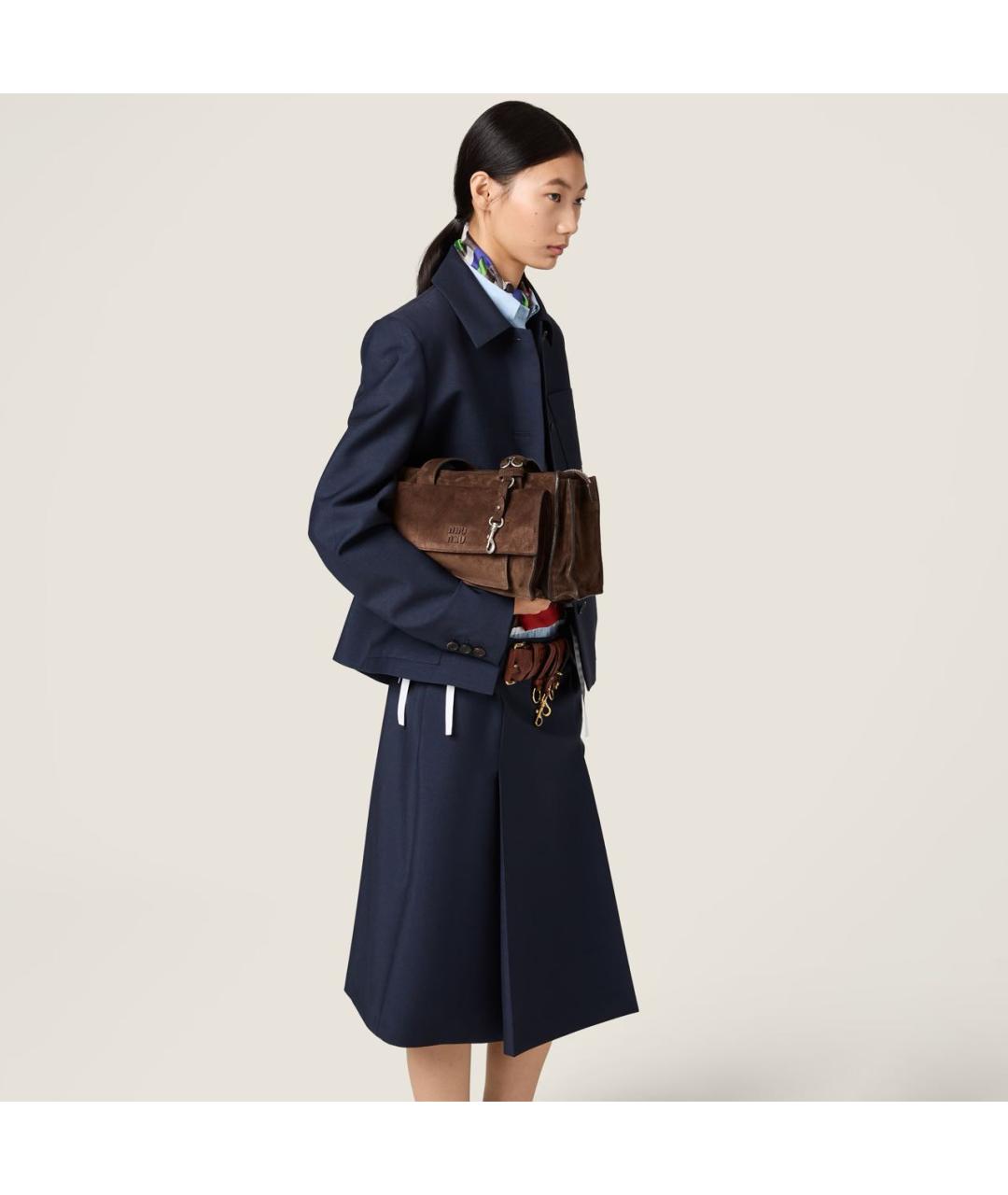 MIU MIU Коричневая кожаная сумка с короткими ручками, фото 2