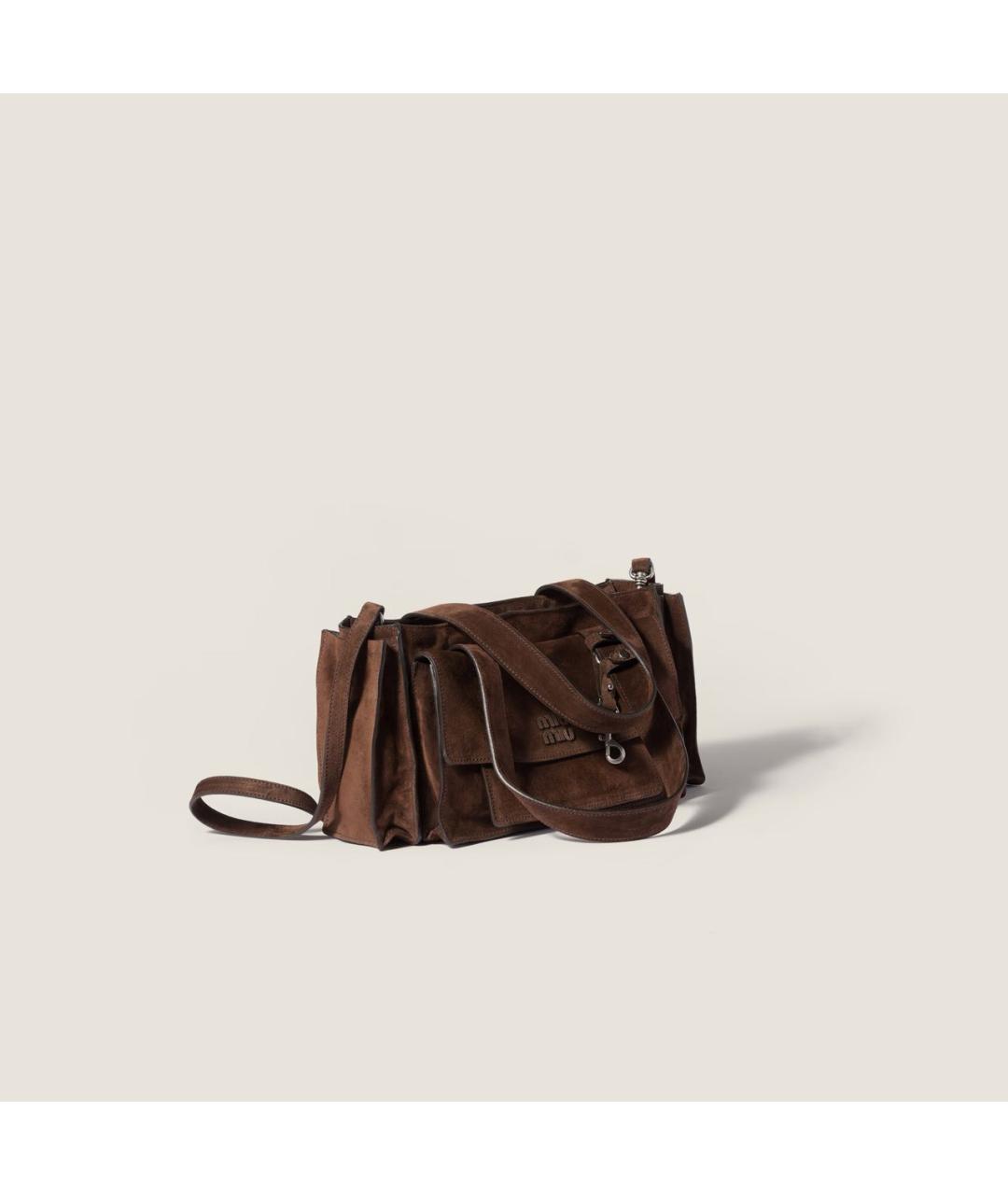 MIU MIU Коричневая кожаная сумка с короткими ручками, фото 3