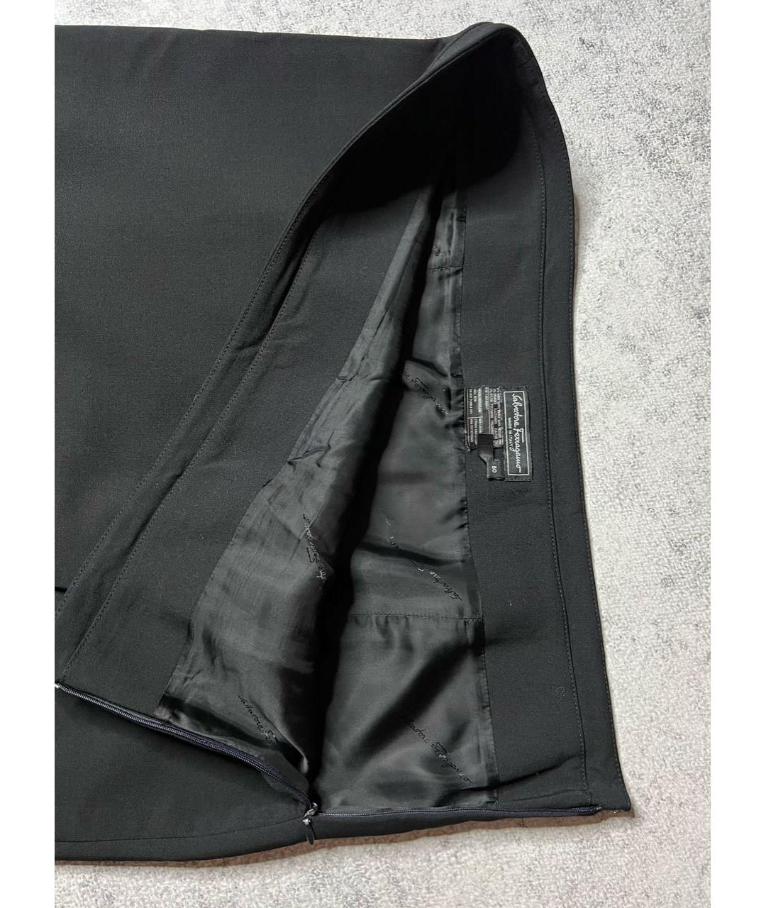 FERRAGAMO Черная шерстяная юбка миди, фото 4