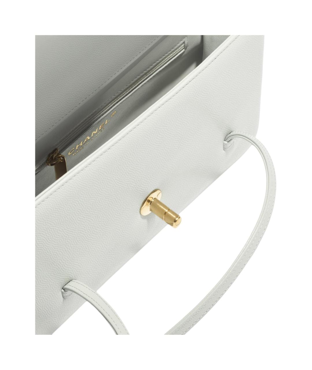 CHANEL Белая кожаная сумка через плечо, фото 4