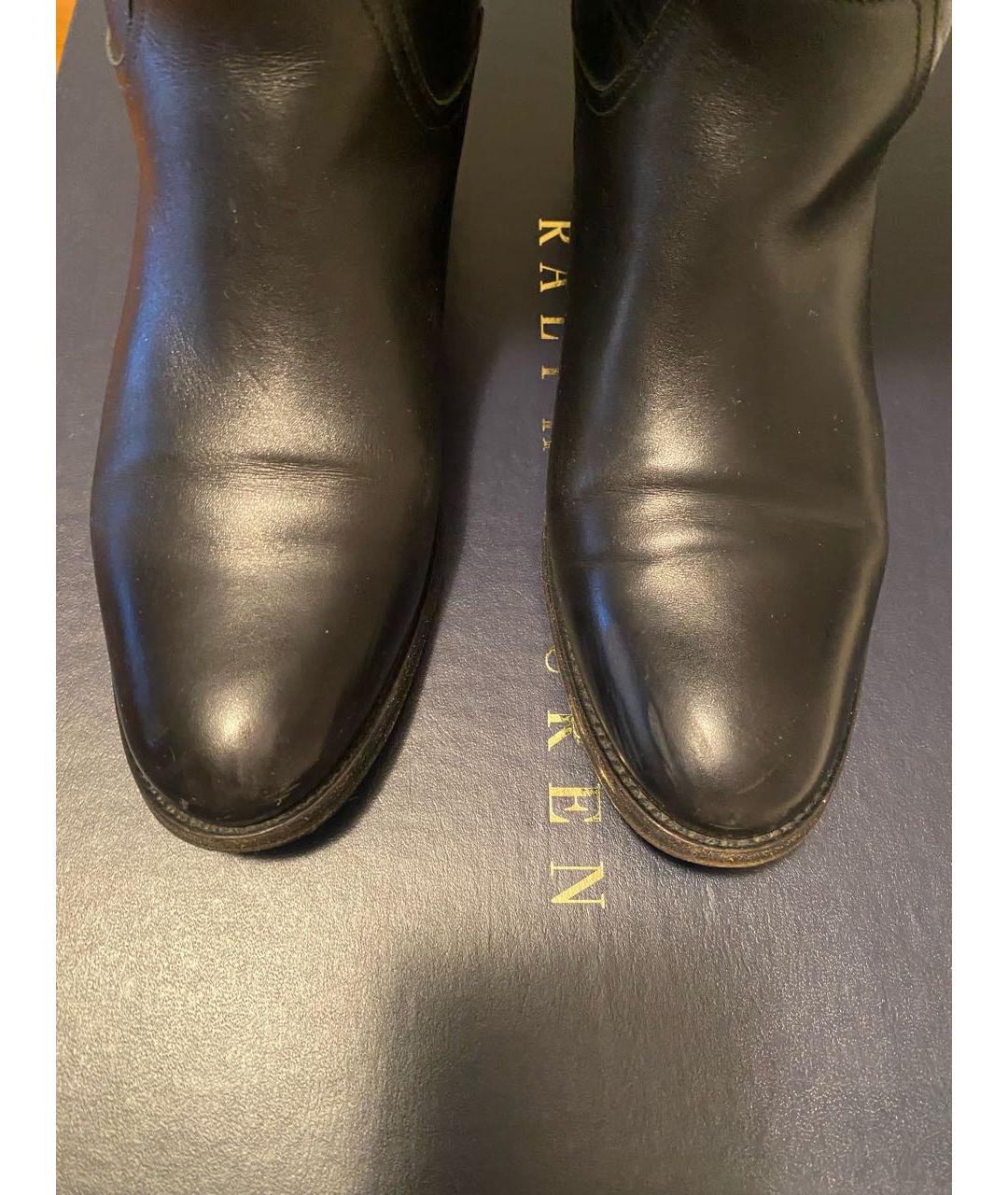 RALPH LAUREN Черные кожаные сапоги, фото 3