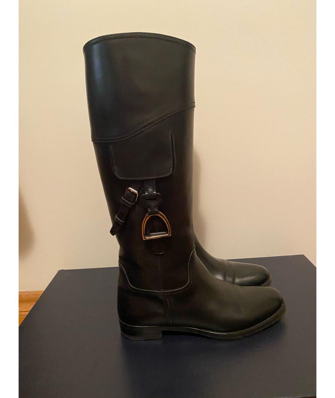 RALPH LAUREN Черные кожаные сапоги, фото 8