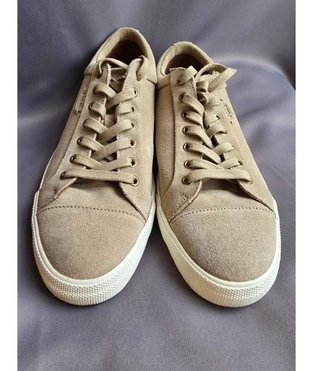 POLO RALPH LAUREN Бежевые замшевые низкие кроссовки / кеды, фото 2