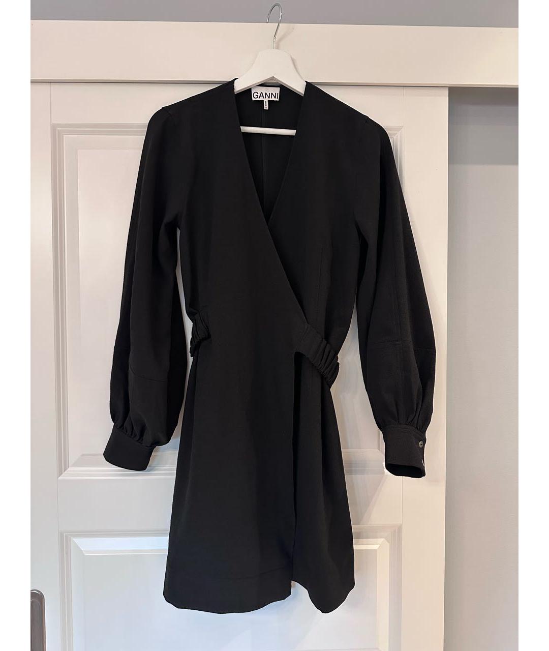 GANNI Черное полиэстеровое коктейльное платье, фото 5