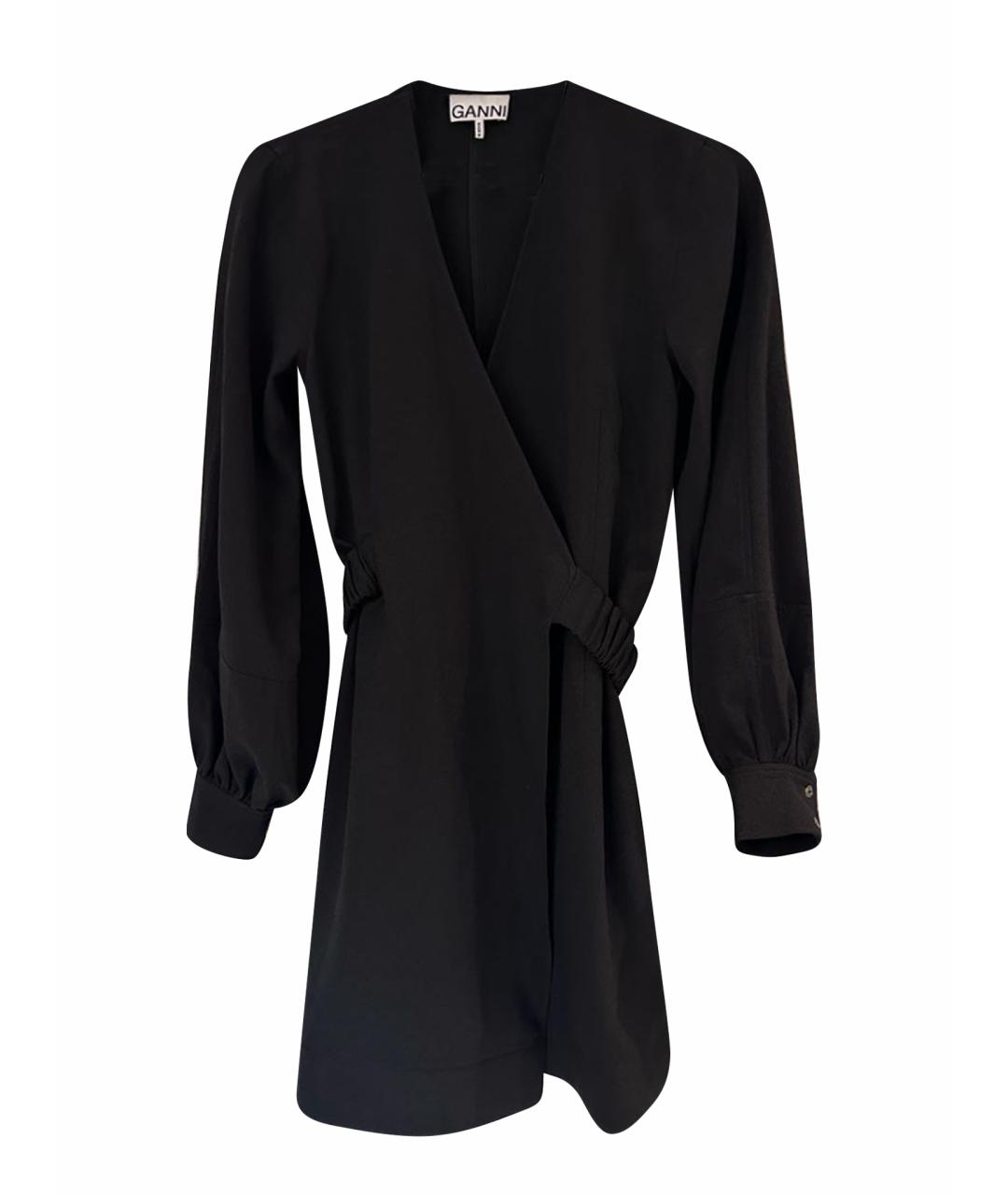 GANNI Черное полиэстеровое коктейльное платье, фото 1