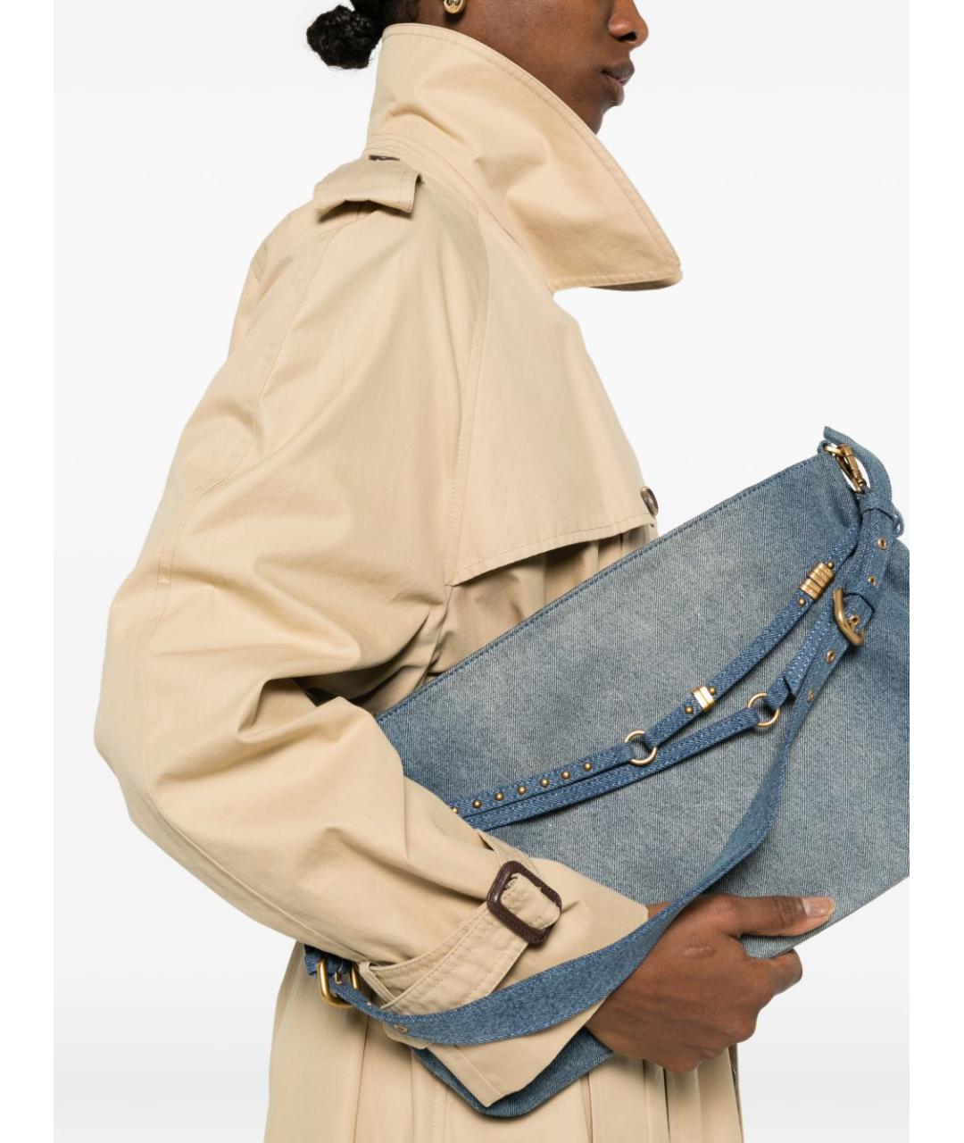 PINKO Синяя хлопковая сумка через плечо, фото 4