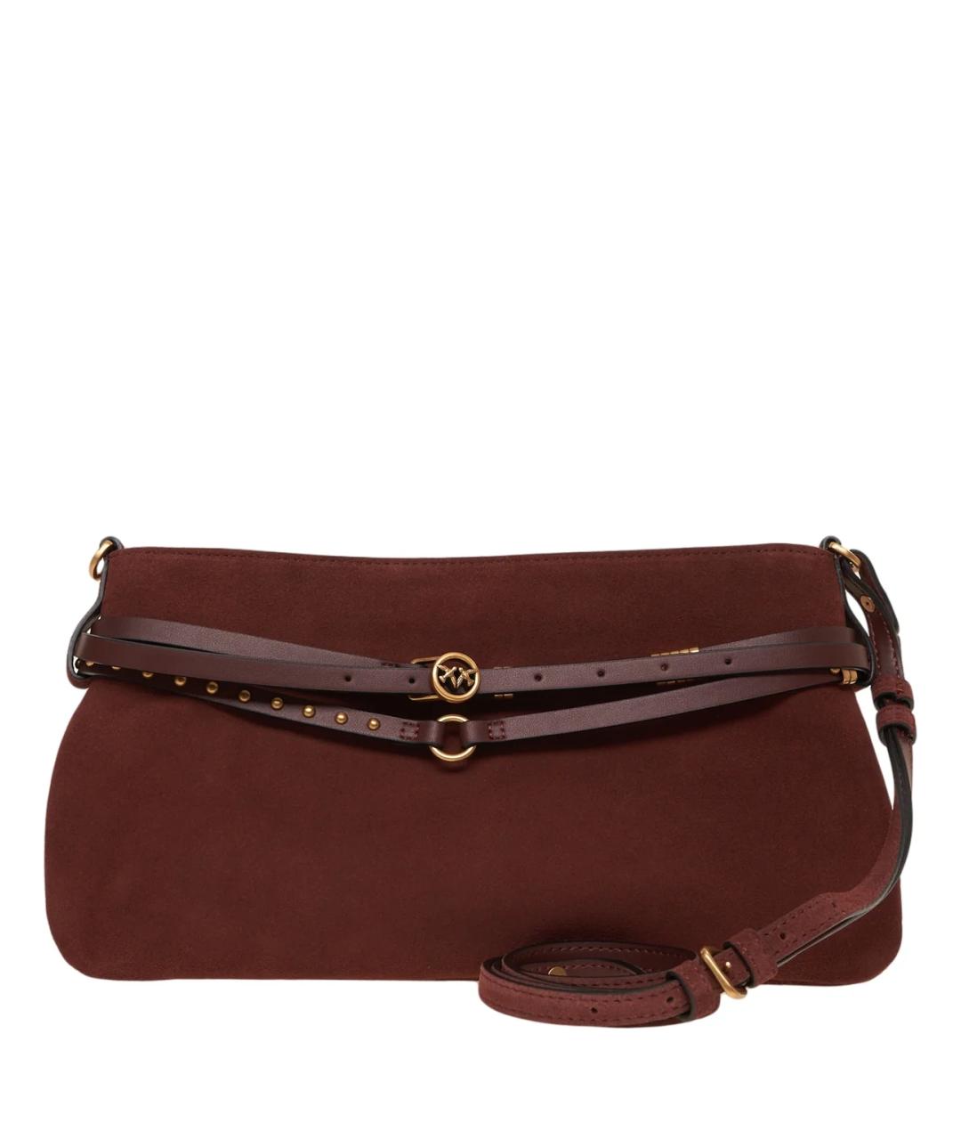 PINKO Бордовая замшевая сумка через плечо, фото 4