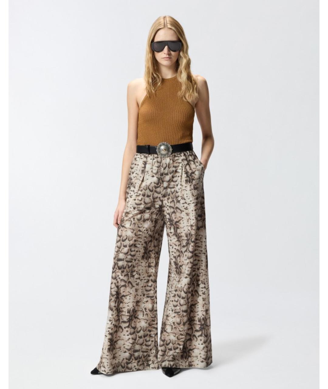 PINKO Бежевые хлопковые прямые брюки, фото 3