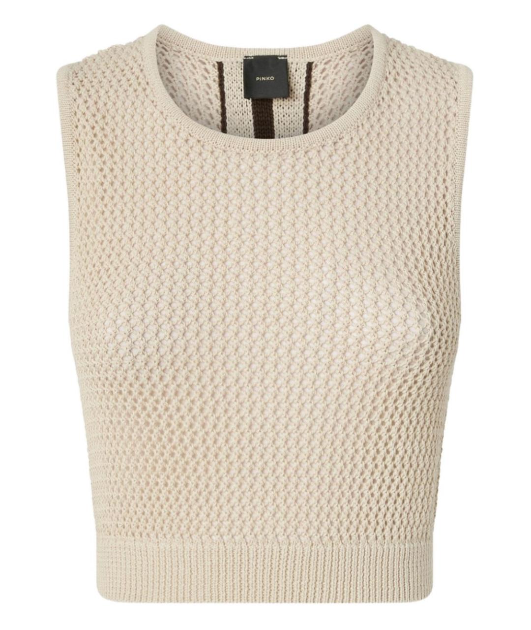 PINKO Бежевая хлопковая майка, фото 1