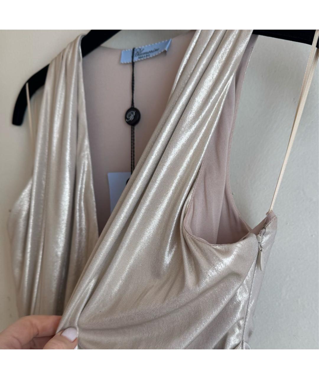 BLUMARINE Золотое вискозное вечернее платье, фото 7