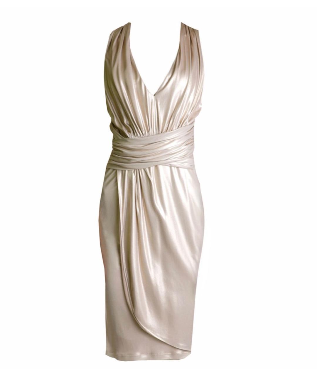 BLUMARINE Золотое вискозное вечернее платье, фото 9