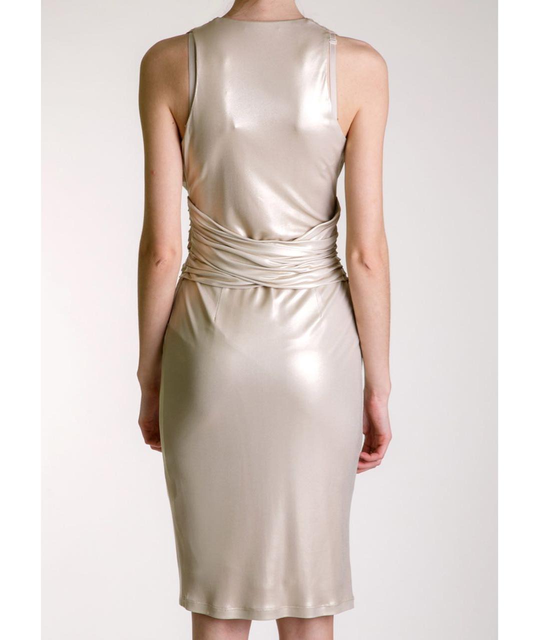 BLUMARINE Золотое вискозное вечернее платье, фото 4