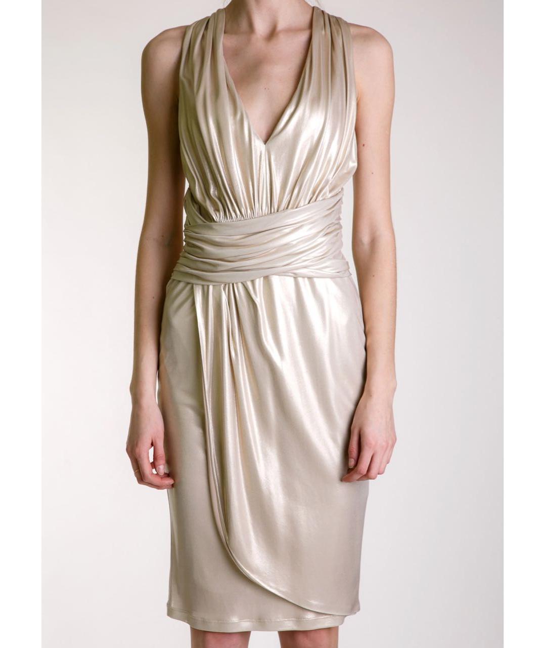 BLUMARINE Золотое вискозное вечернее платье, фото 3