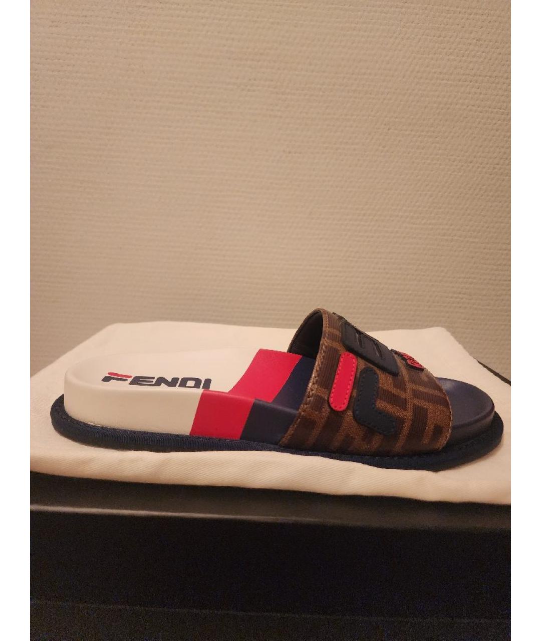 FENDI Мульти шлепанцы, фото 6