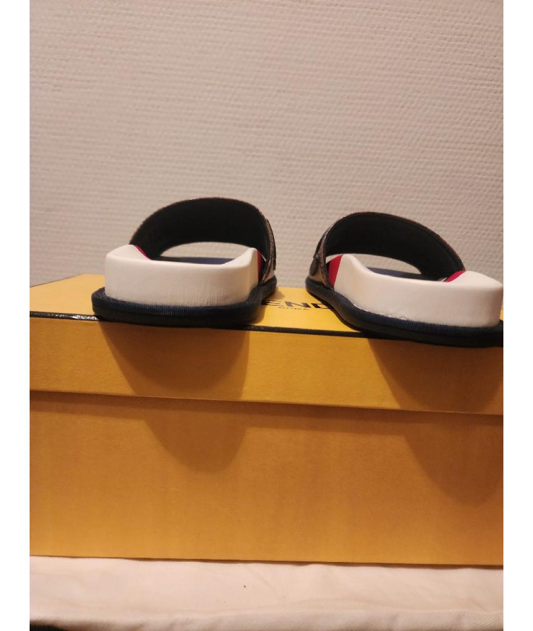 FENDI Мульти шлепанцы, фото 4