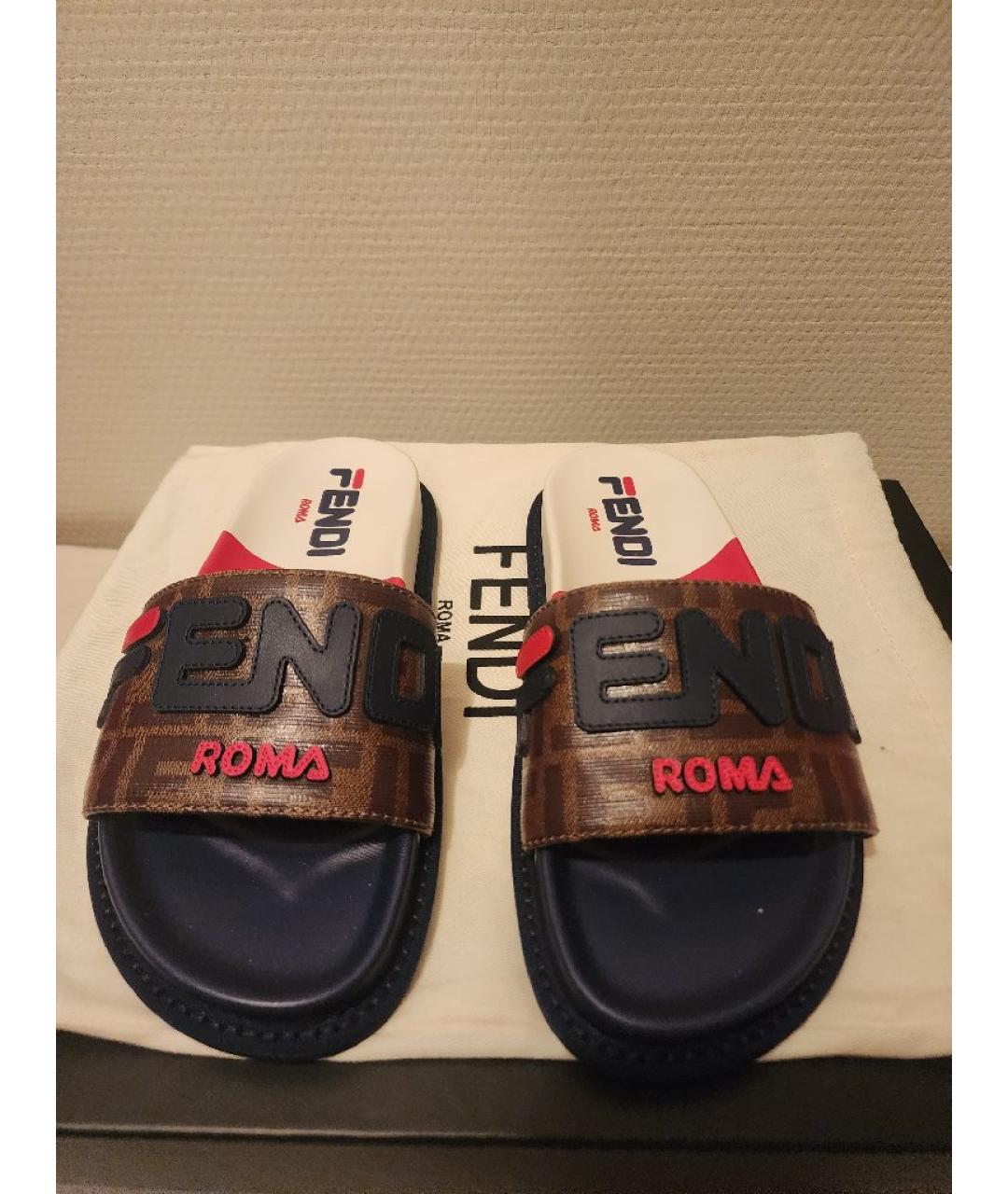 FENDI Мульти шлепанцы, фото 2