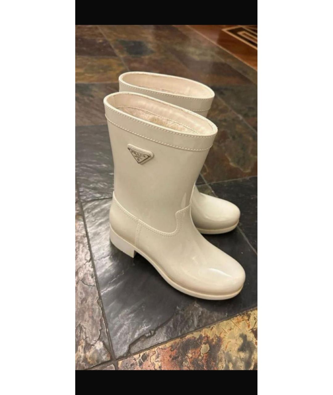 PRADA Бежевые резиновые сапоги, фото 3