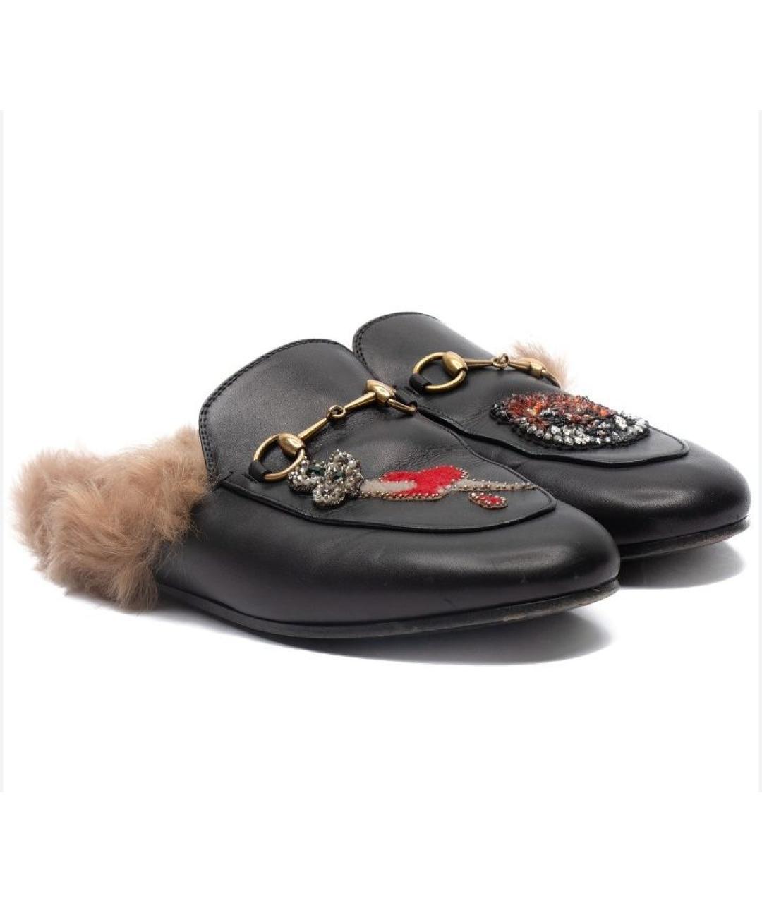 GUCCI Черные кожаные мюли, фото 2