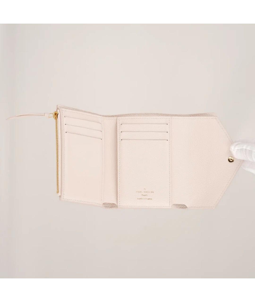 LOUIS VUITTON Бежевый кожаный кошелек, фото 6
