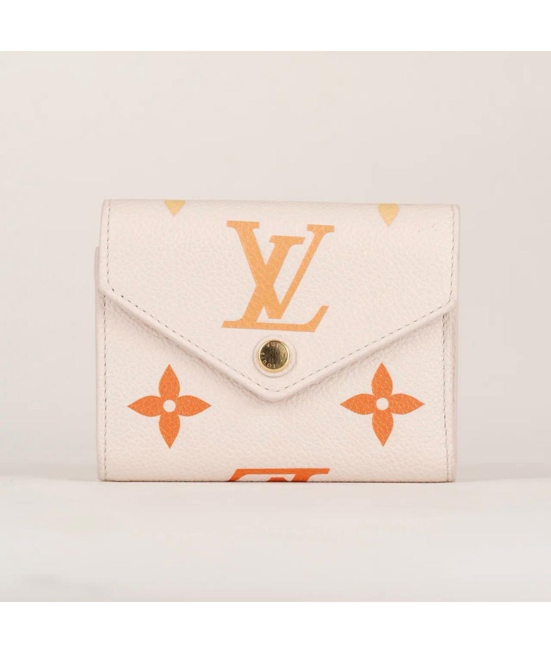 LOUIS VUITTON Бежевый кожаный кошелек, фото 9