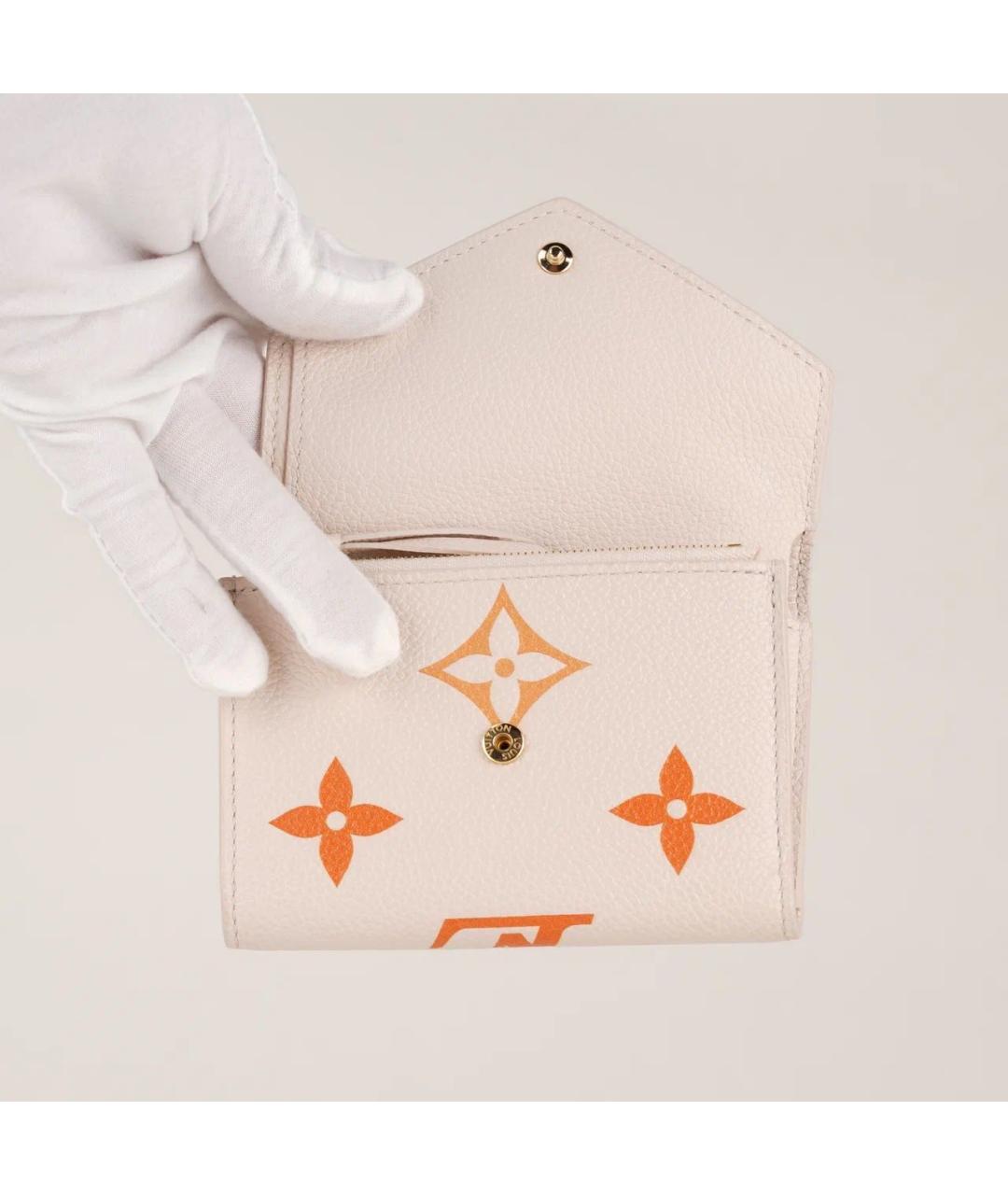 LOUIS VUITTON Бежевый кожаный кошелек, фото 7