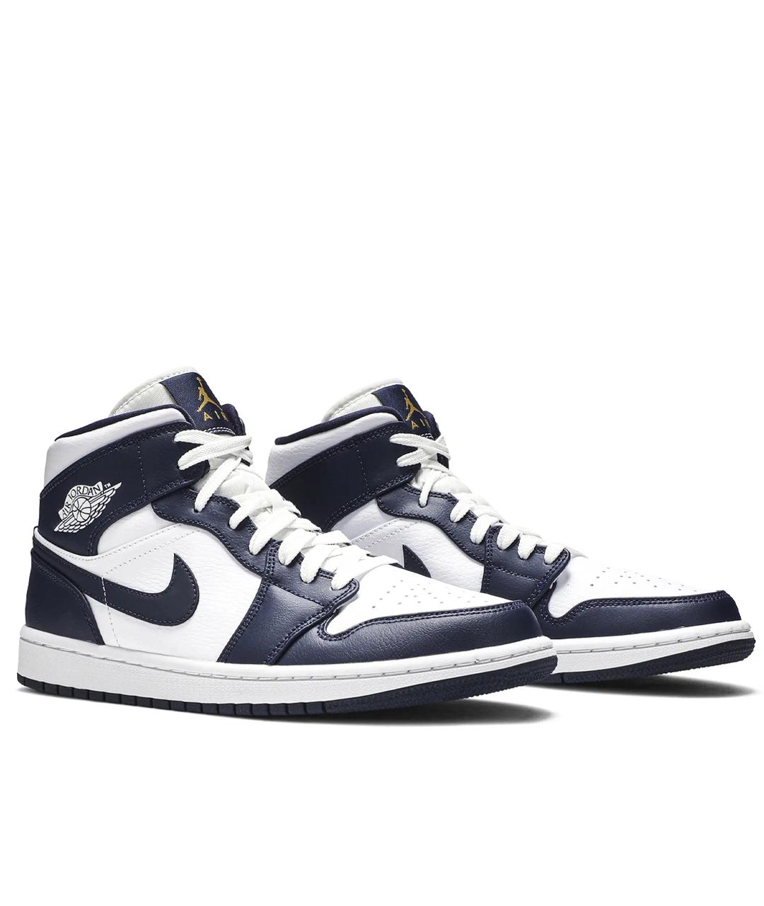 JORDAN Темно-синие кожаные высокие кроссовки / кеды, фото 2