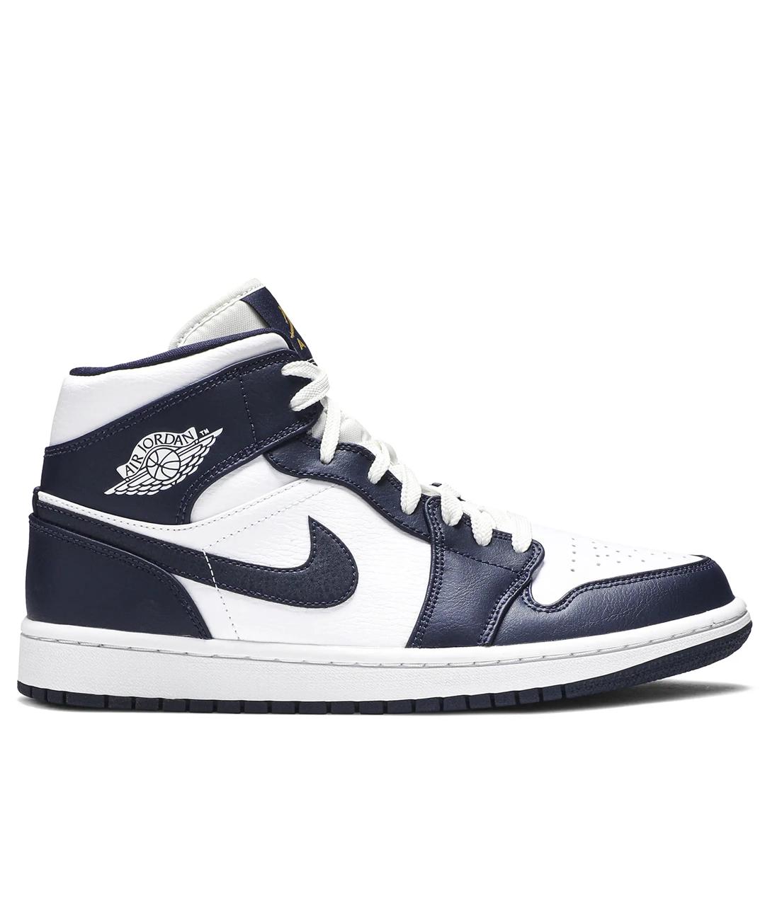JORDAN Темно-синие кожаные высокие кроссовки / кеды, фото 1