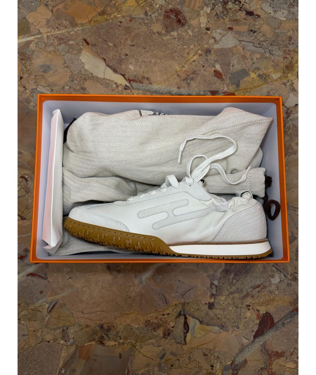 HERMES Белые кожаные кроссовки, фото 3