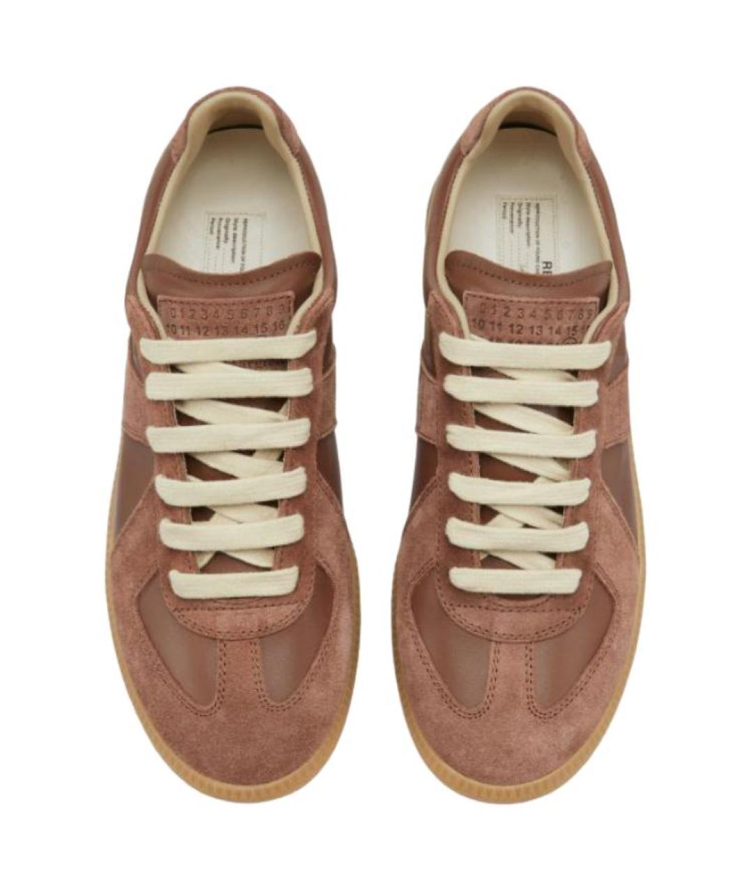 MAISON MARGIELA Коричневые замшевые низкие кроссовки / кеды, фото 2