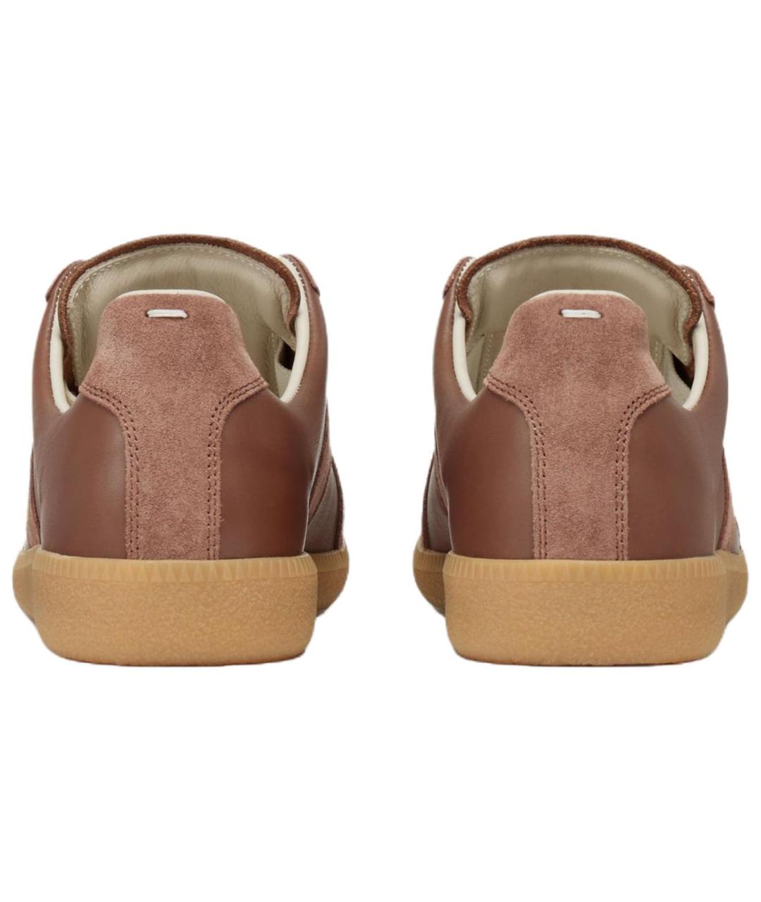 MAISON MARGIELA Коричневые замшевые низкие кроссовки / кеды, фото 3