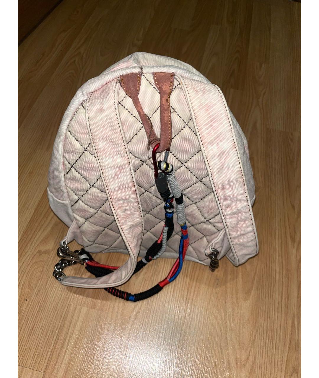 CHANEL Белый жаккардовый рюкзак, фото 3