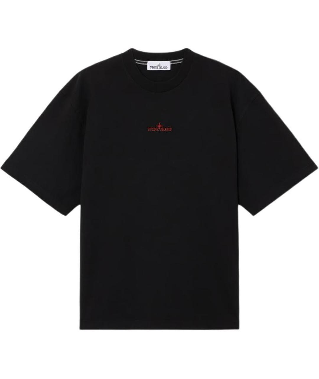 STONE ISLAND Черная хлопковая футболка, фото 1
