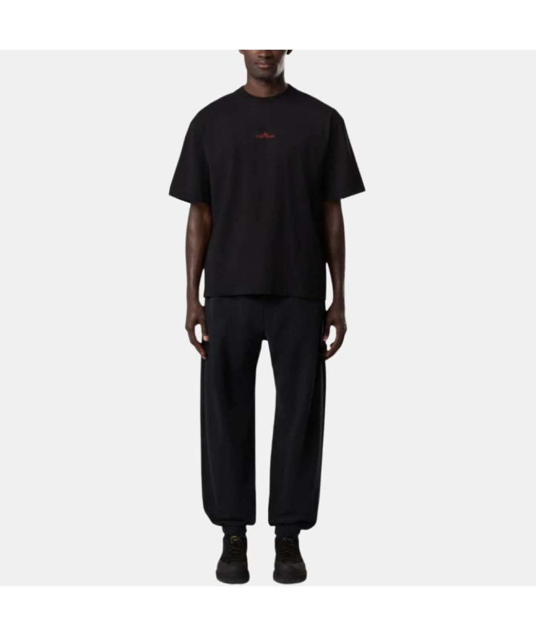 STONE ISLAND Черная хлопковая футболка, фото 3