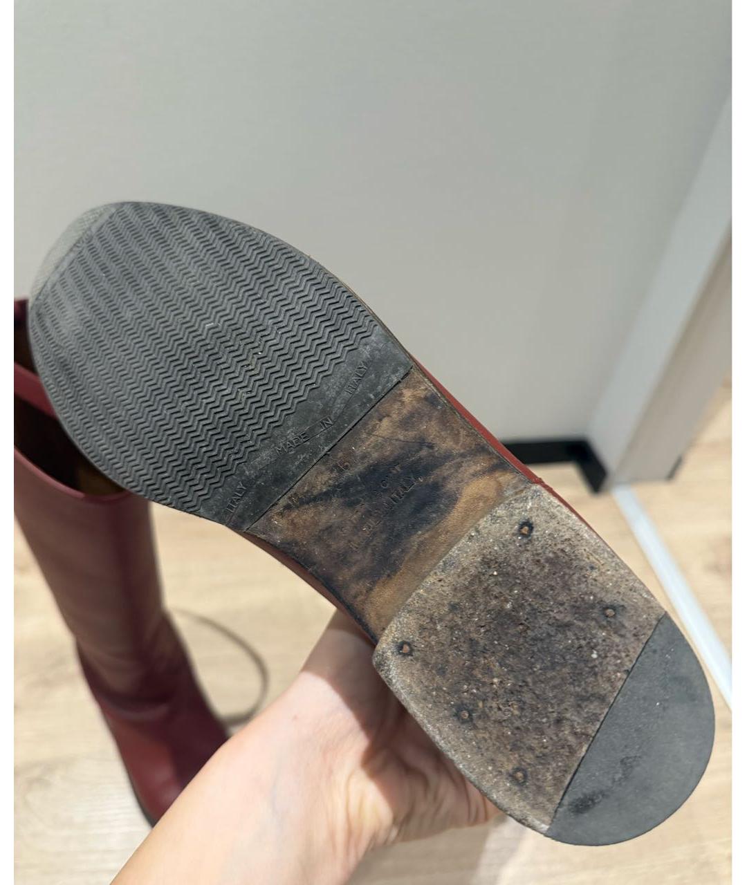 HERMES Бордовые кожаные сапоги, фото 6