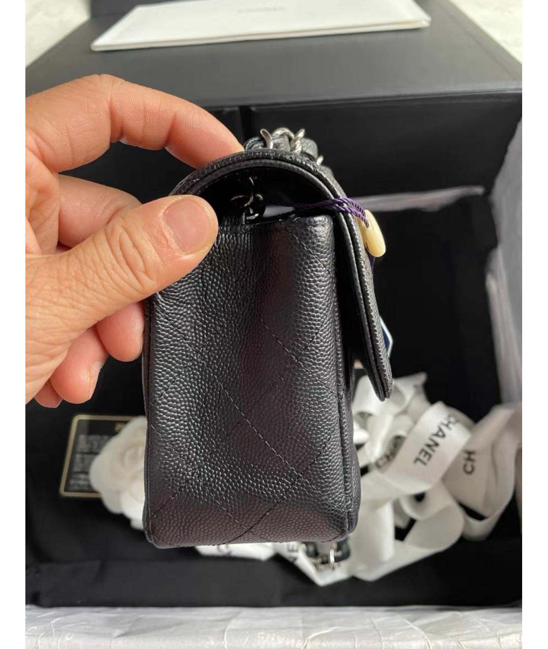 CHANEL Черная кожаная сумка через плечо, фото 6