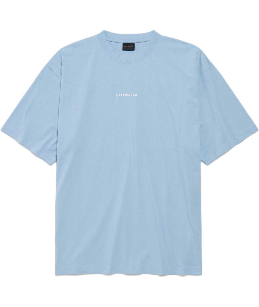 BALENCIAGA Голубая хлопковая футболка, фото 1