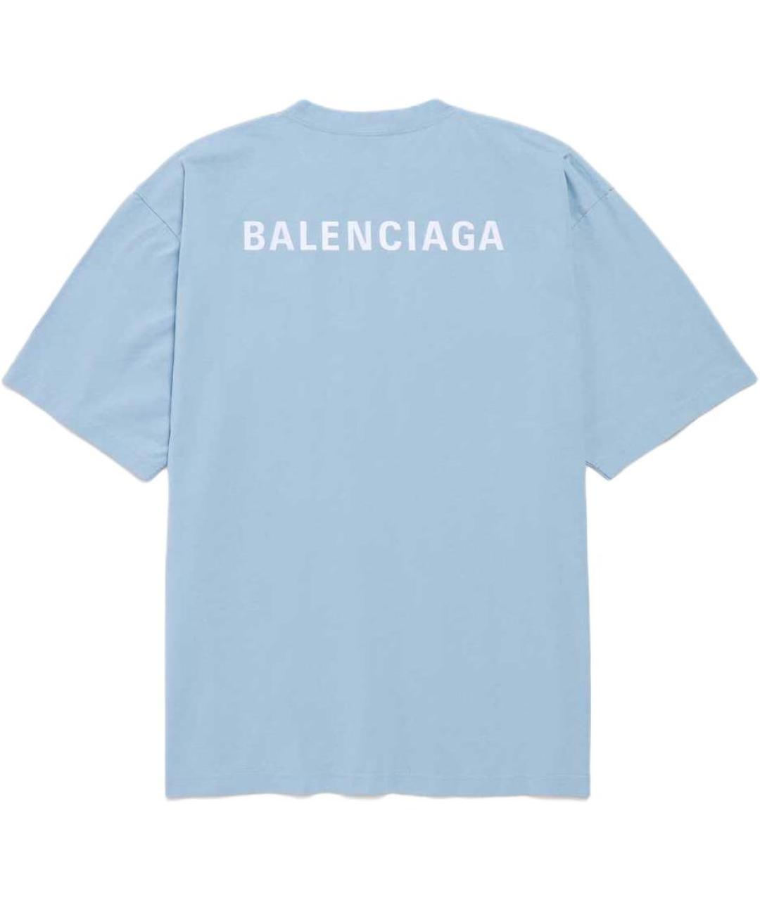 BALENCIAGA Голубая хлопковая футболка, фото 2