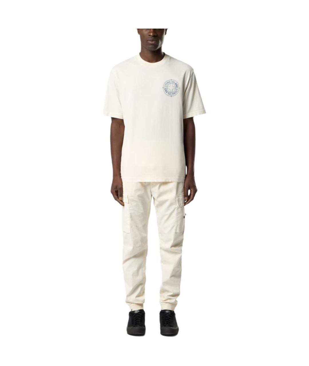 STONE ISLAND Белая хлопковая футболка, фото 2