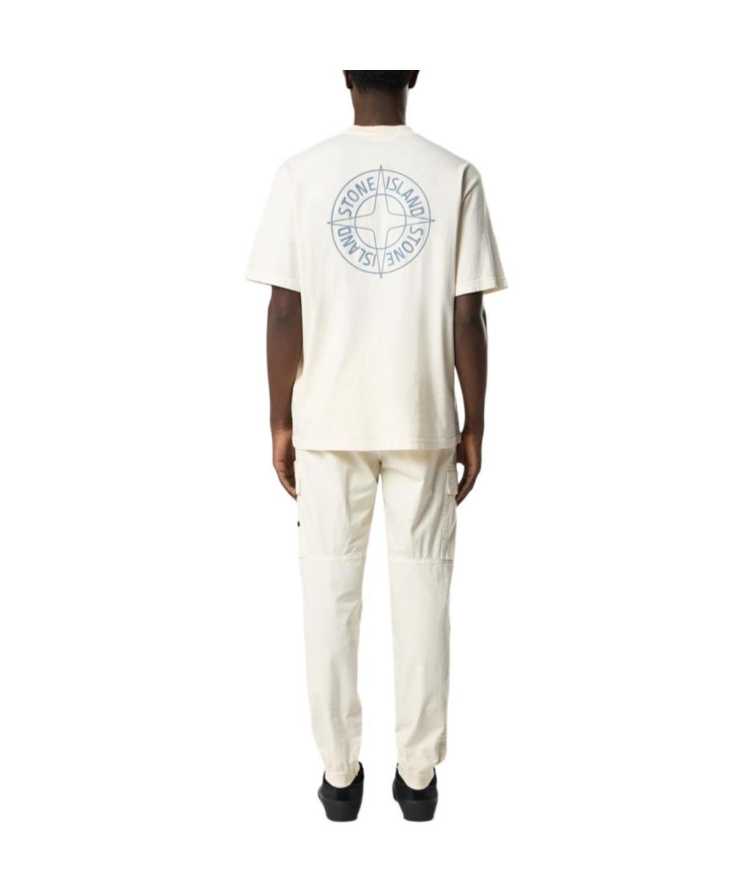 STONE ISLAND Белая хлопковая футболка, фото 3