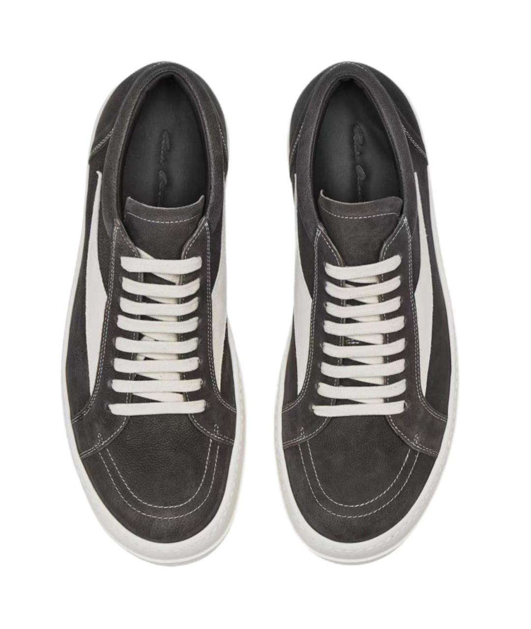 RICK OWENS Черные кожаные низкие кроссовки / кеды, фото 4
